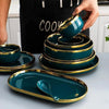 Gilt Rim Black Porcelain Dinner Set