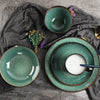 ANTOWALL European style simple peacock pattern dinnerware set kiln glazed dish ceramic soup salad bowl steak plate disc mug