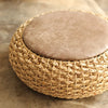 Modern Straw Round Pouf Ottoman