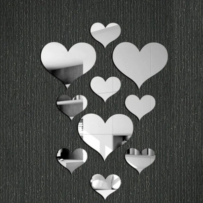 Decorative LOVE-shaped acrylic mirror stickers for adding charm to living room and bedroom walls-6