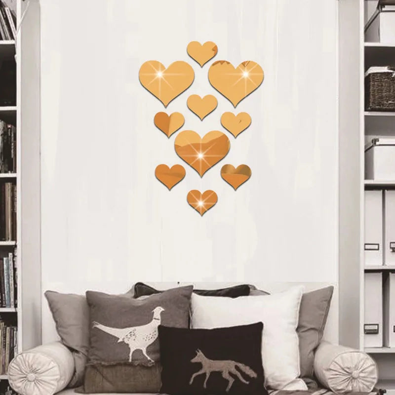 Decorative LOVE-shaped acrylic mirror stickers for adding charm to living room and bedroom walls-4