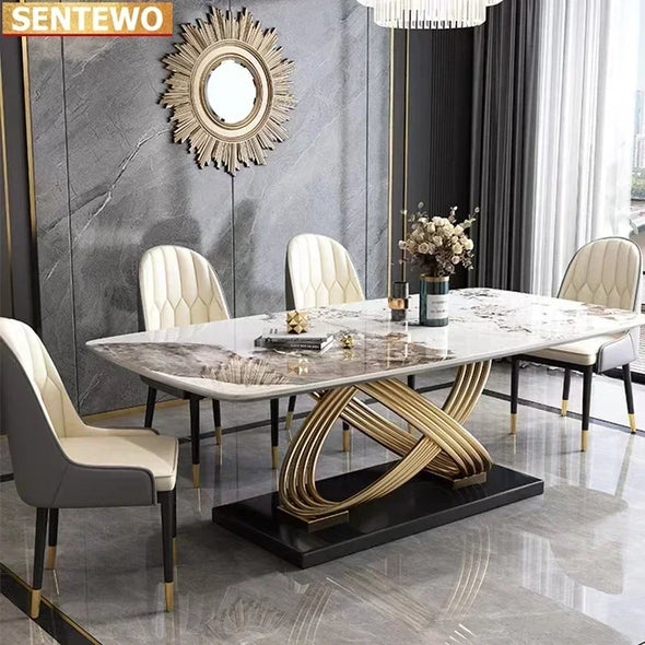 Italian Luxury Modern Marble Dining Table Set