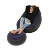 Portable flocked recliner chair with footrest - Foldable lazy sofa for indoor/outdoor use in bedroom, living room, or camping-9
