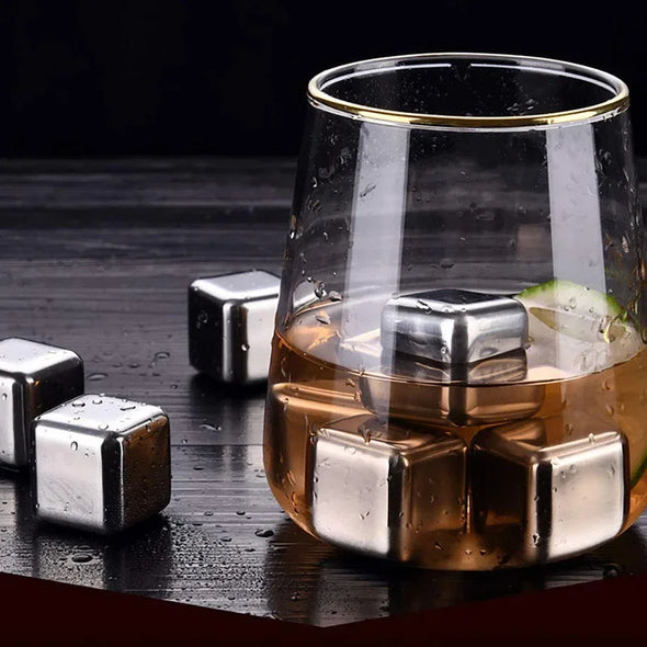 4/6/8 Pcs Stainless Steel Ice Cubes Set Reusable Chilling Stones for Whiskey Wine Wine Cooling Cube Chilling Rock Party Bar Tool