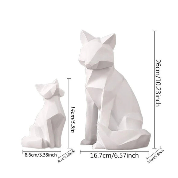 Simple White Geometric Fox Statue