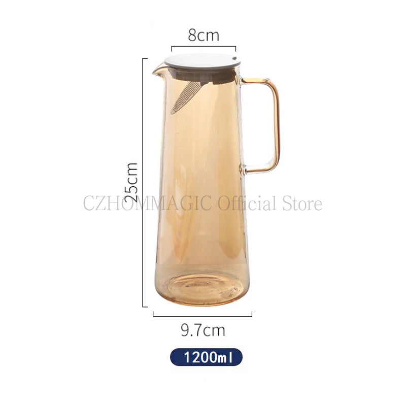 1.7 liter glass water pitcher - Heat-resistant borosilicate carafe with ergonomic handle and drip-free spout for iced tea/lemon infusion