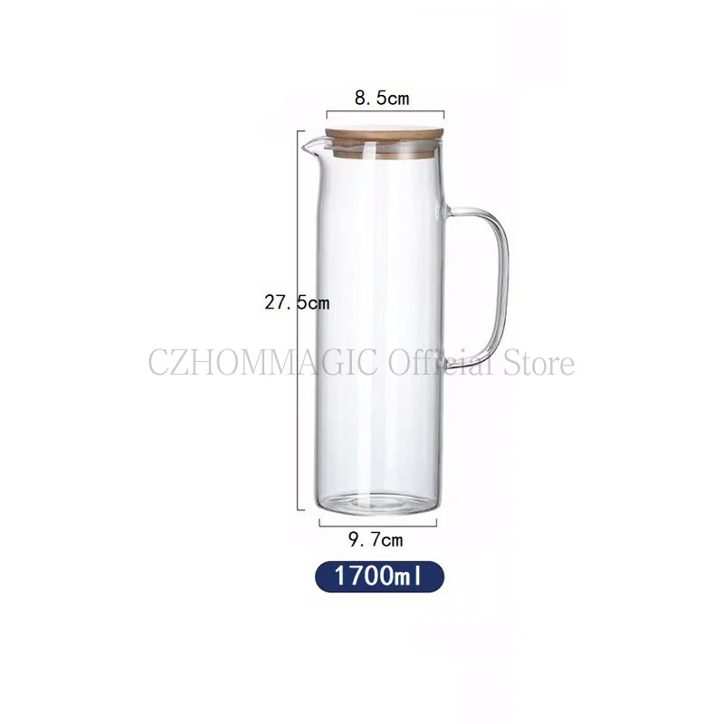 1.7 liter glass water pitcher - Heat-resistant borosilicate carafe with ergonomic handle and drip-free spout for iced tea/lemon infusion