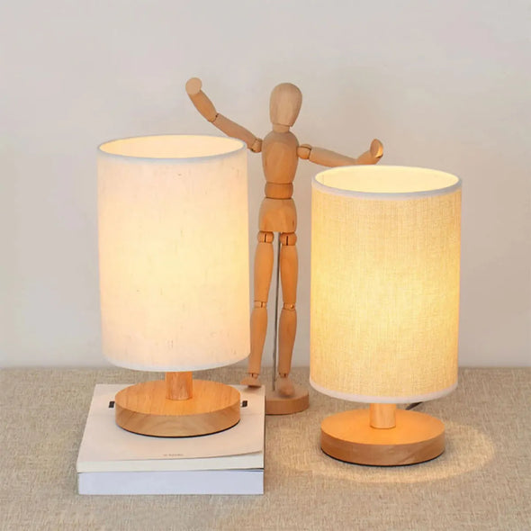 Cylinder Wooden Table Lamp