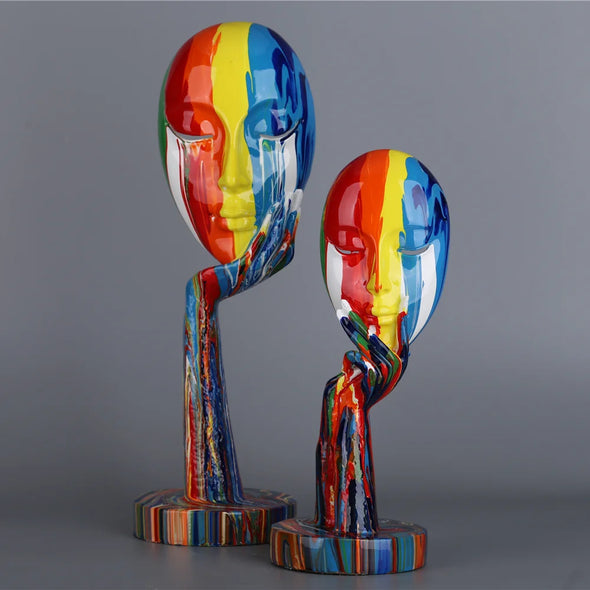 Creative Painted Colorful Woman Face Statues