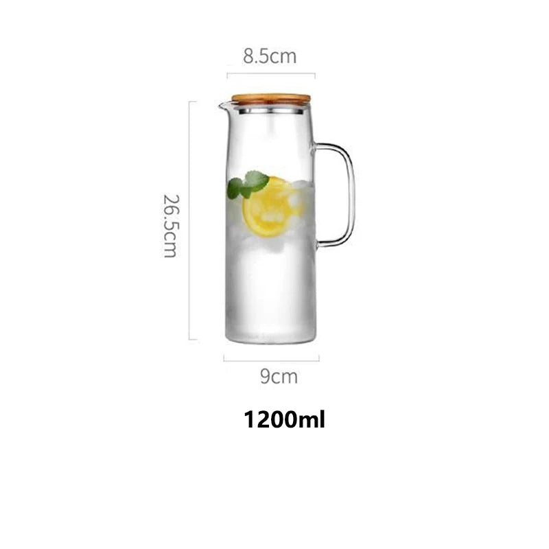 1.7 liter glass water pitcher - Heat-resistant borosilicate carafe with ergonomic handle and drip-free spout for iced tea/lemon infusion
