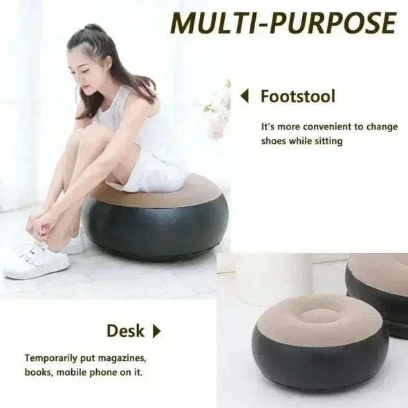 Portable flocked recliner chair with footrest - Foldable lazy sofa for indoor/outdoor use in bedroom, living room, or camping-4