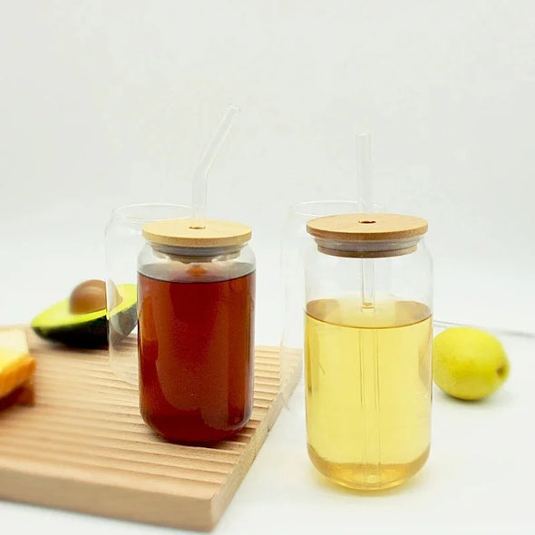 Creative Glass Cup With Bamboo Lid