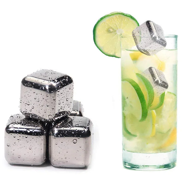 4/6/8 Pcs Stainless Steel Ice Cubes Set Reusable Chilling Stones for Whiskey Wine Wine Cooling Cube Chilling Rock Party Bar Tool