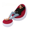 Portable flocked recliner chair with footrest - Foldable lazy sofa for indoor/outdoor use in bedroom, living room, or camping-7