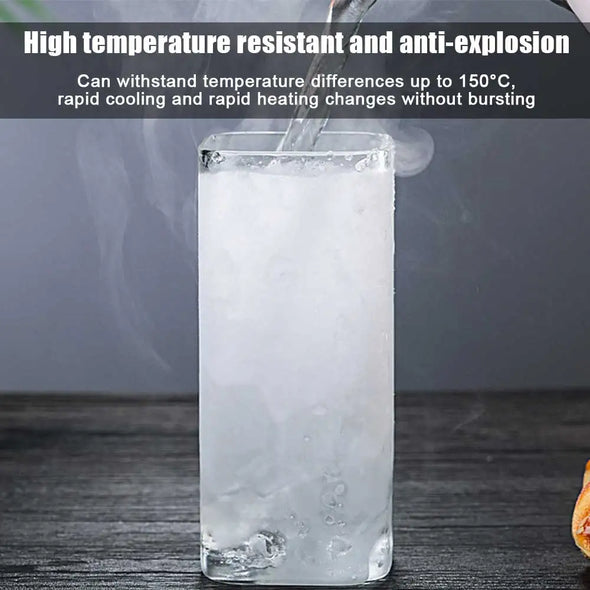 Square Glass Cup Transparent Cold Drinking Glass Milk Juice Tea Drink Water Cups Wine Glass Beer Coffee Mug for Office Home